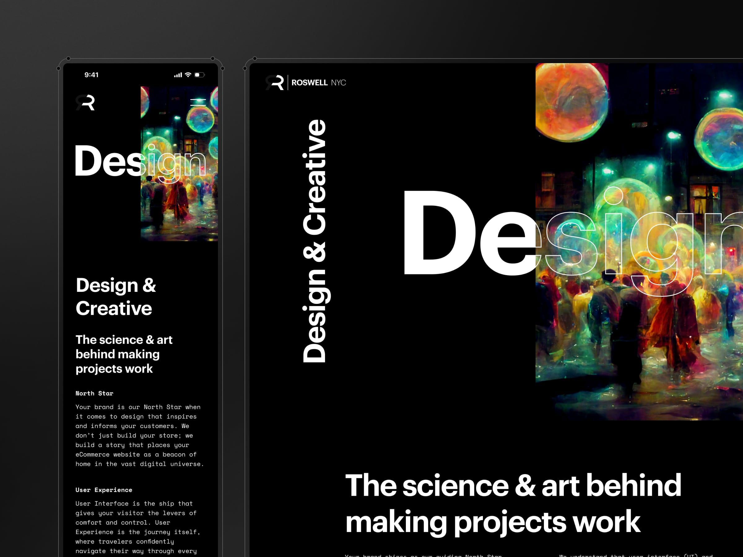 Mockup of Roswell Website design.